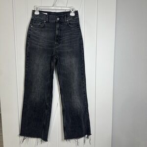 Zara Women's Black/Gray Denim Jeans, Size 4 Straight Leg, Ripped Distressed